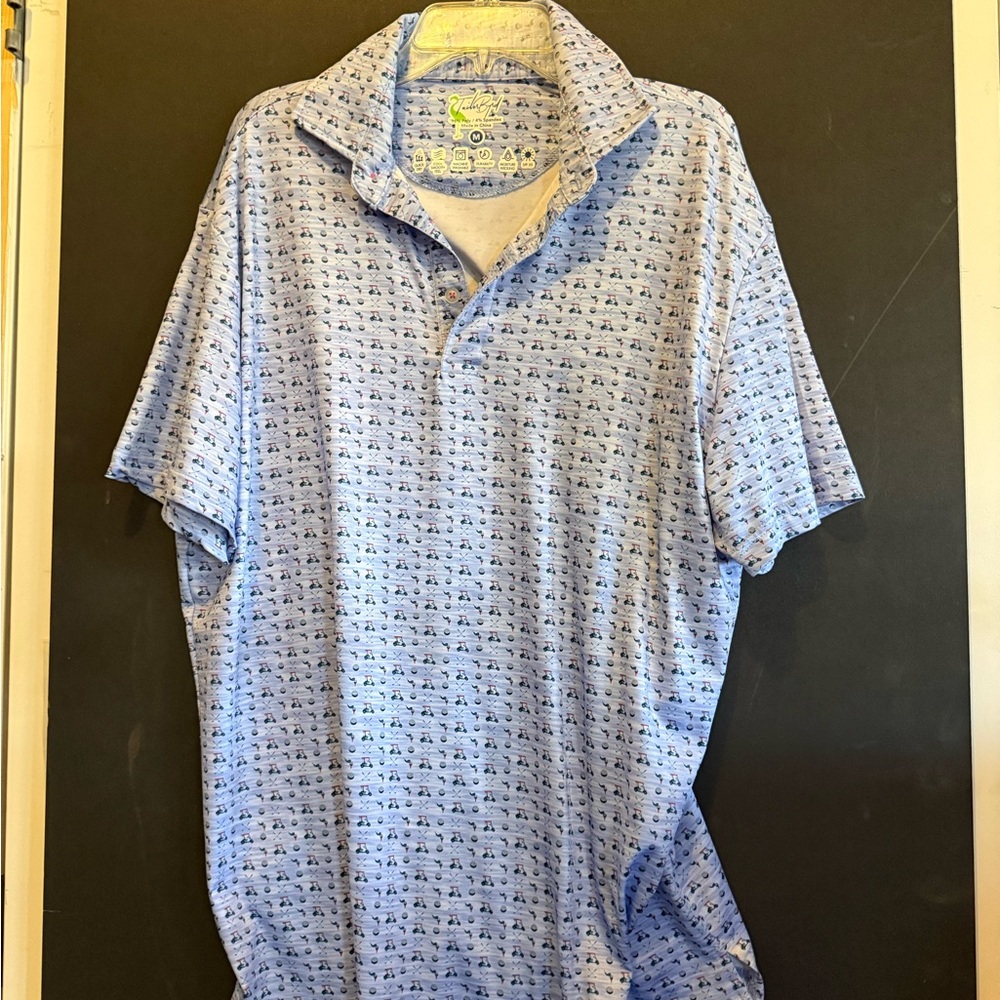 Men's Blue Patterned Polo Shirt